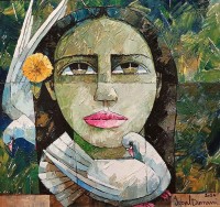 Iqbal Durrani, 18 x 18 Inch, Oil on Canvas, Pigeon Painting, AC-IQD-300